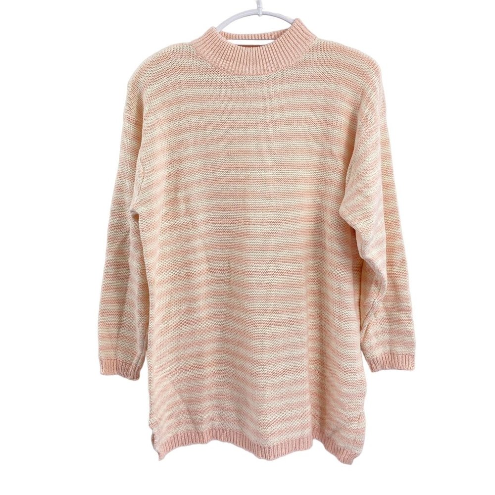Reed Hunter 00s mock neck oversized sweater size large pink white stripe y2k NOS
